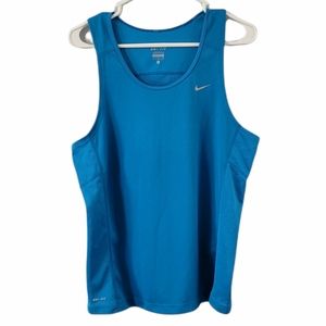 Nike Dri-Fit Miler Tank Top Muscle Training Workout Running Athletic Blue